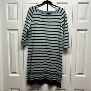 L.L.‎ Bean Heritage Mariner Knit Striped Dress 3/4 Sleeve Size Medium